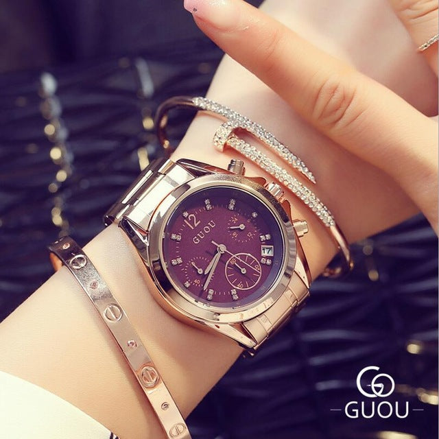 GUOU Top Brand Luxury Diamond Watch bayan kol saati montre femme